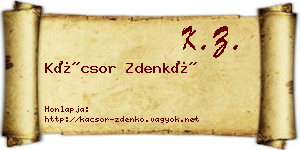 Kácsor Zdenkó névjegykártya